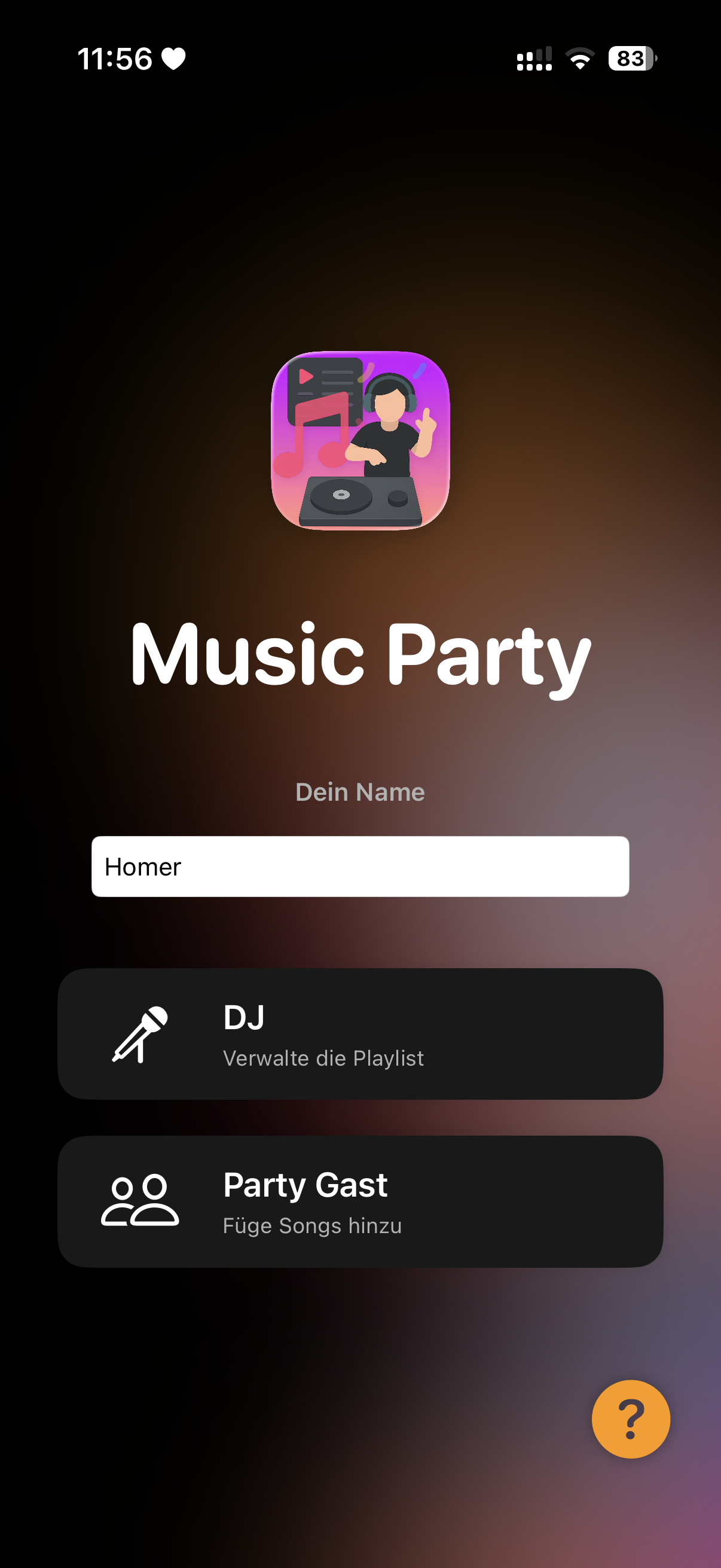 Music Party DJ Ansicht